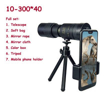 Load image into Gallery viewer, 4K 10-300X40mm Super Telephoto Zoom Monocular Telescope with BAK4 Prism Lens for Beach Travel Outdoor Activities Sports